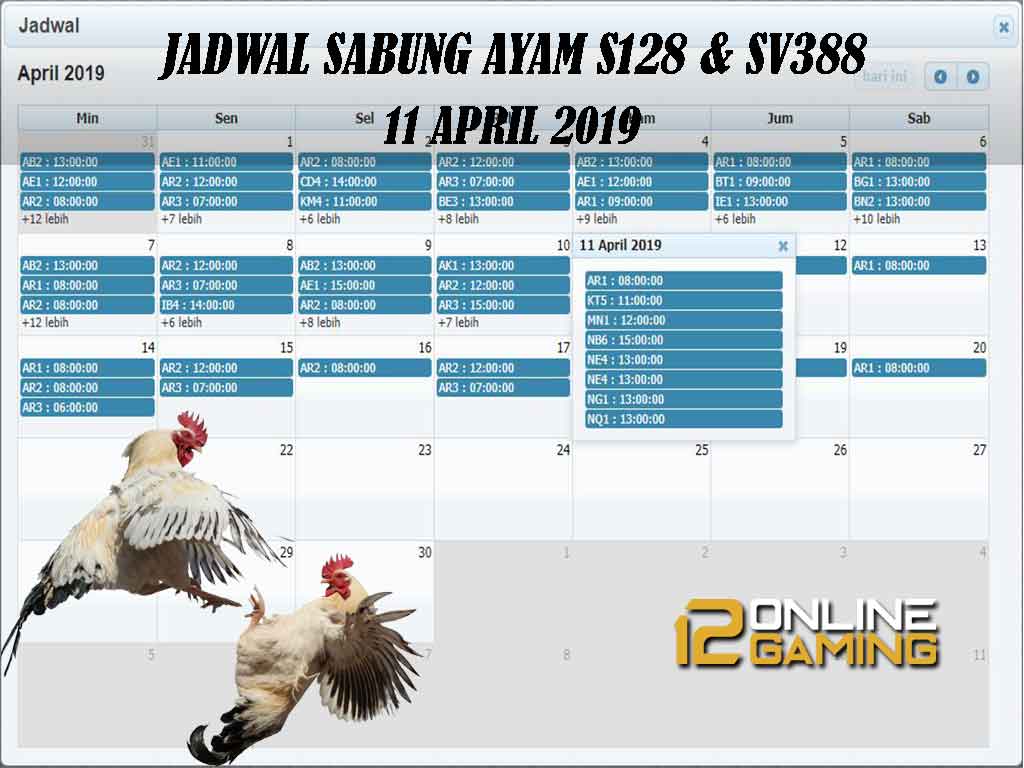 Jadwal Sabung Ayam S128 Dan SV388 11 April 2019