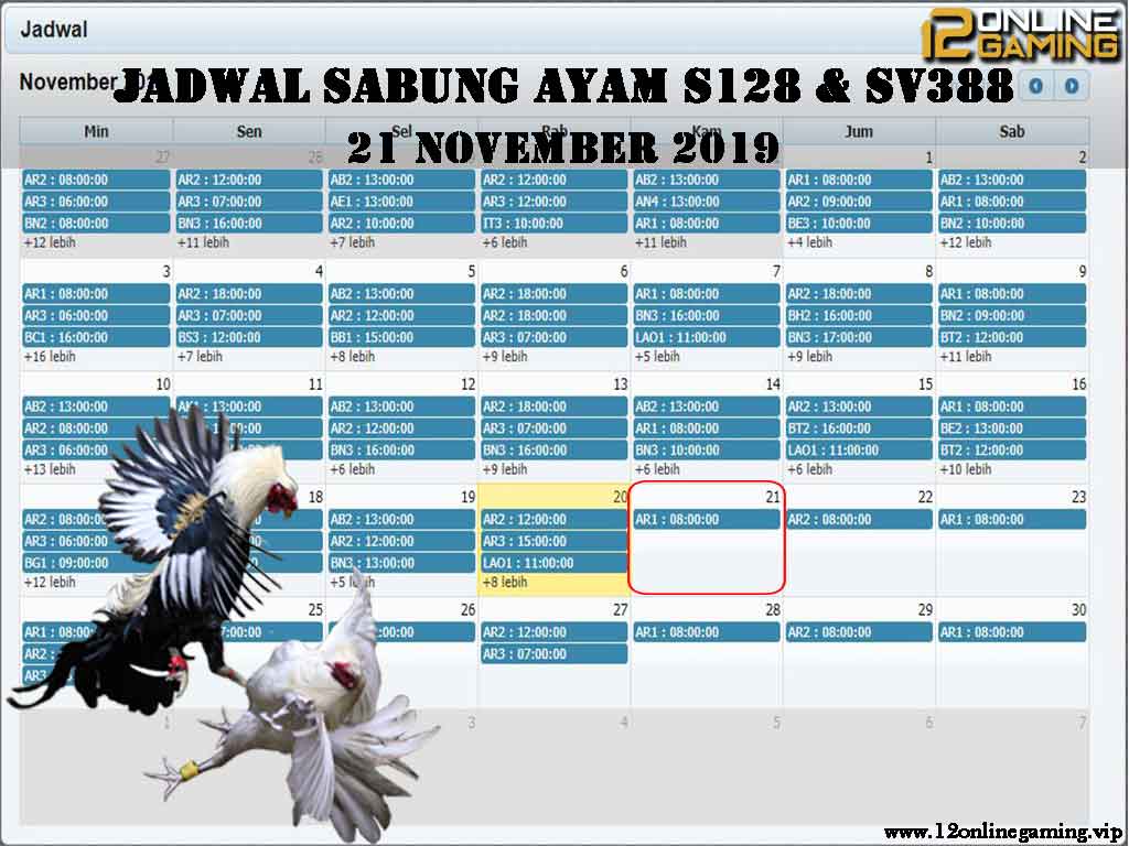 Jadwal Sabung Ayam S128 Dan SV388 21 November 2019