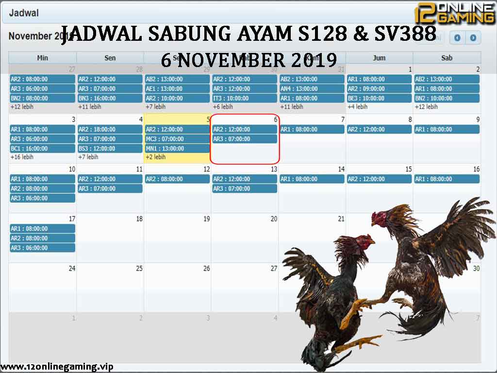 Jadwal Sabung Ayam S128 Dan SV388 6 November 2019